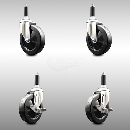 Service Caster 5 Inch 316SS Soft Rubber Swivel 7/8 Inch Expanding Stem Caster Brake SCC, 2PK SCC-SS316EX20S514-SRS-2-TLB-2-78